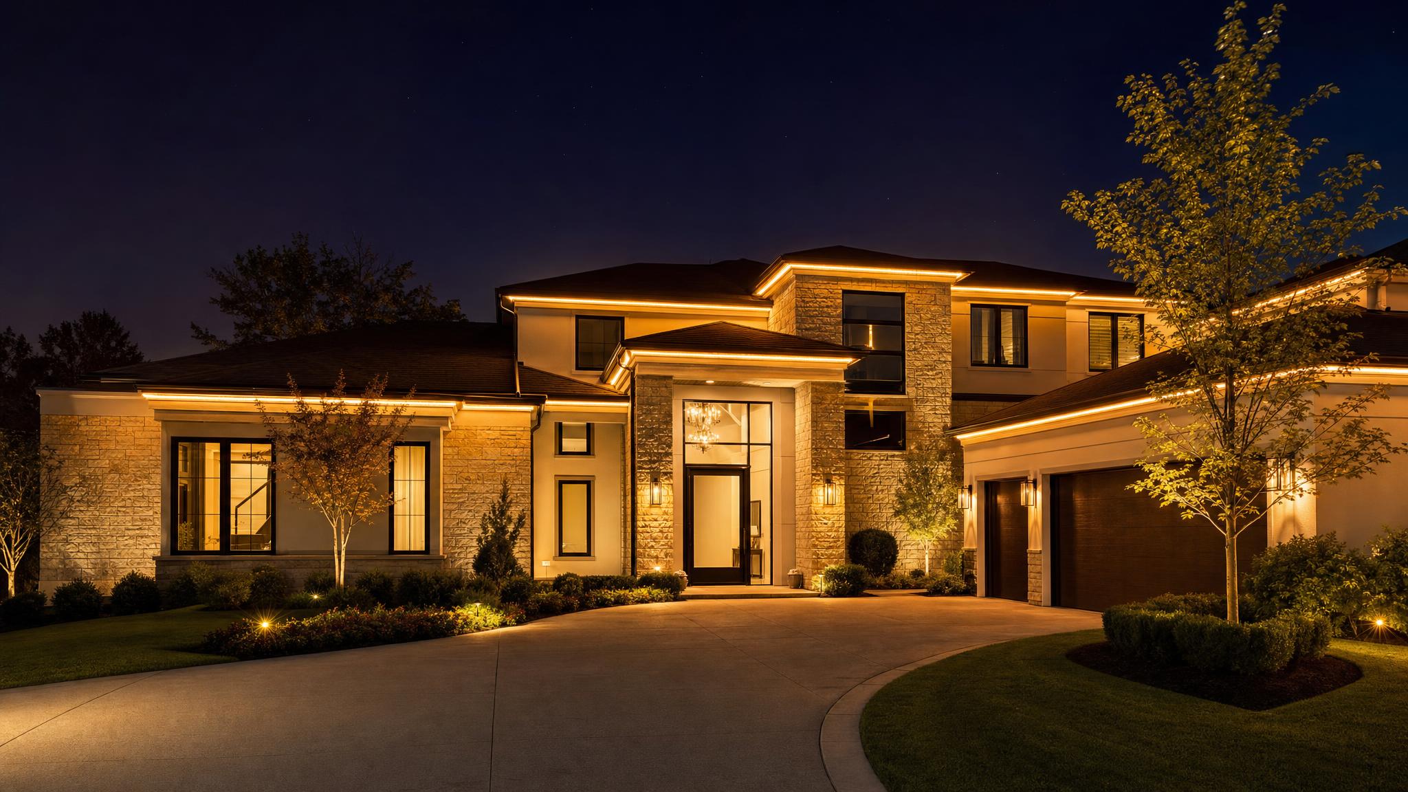 Beachwood Luxury Residential Permanent Install lighting project in Beachwood, OH